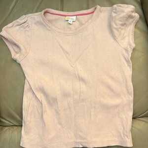 Light pink MiniBoden shirt with woven pattern. Size 7-8Y